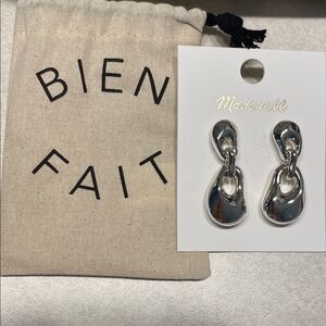 Madewell Shiny Silver Chunky Link Drop Earrings